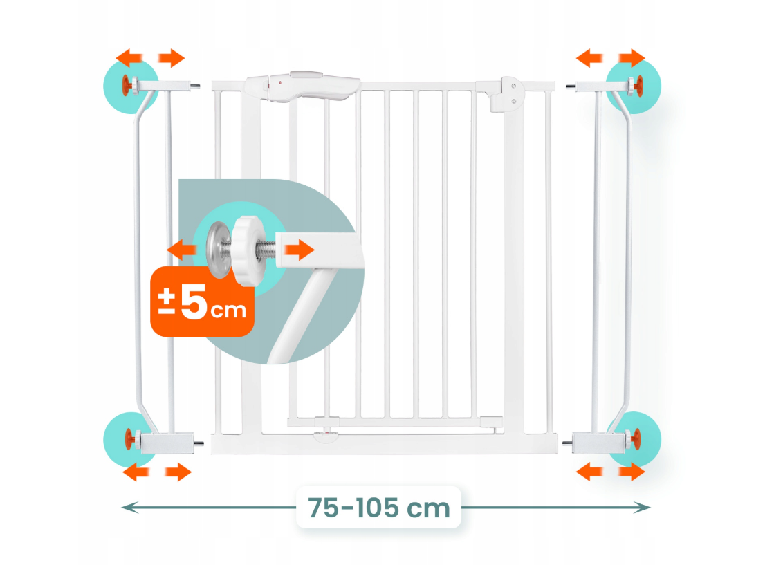 Bramka zabezpieczająca rozporowa barierka na schody biała 75-105cm