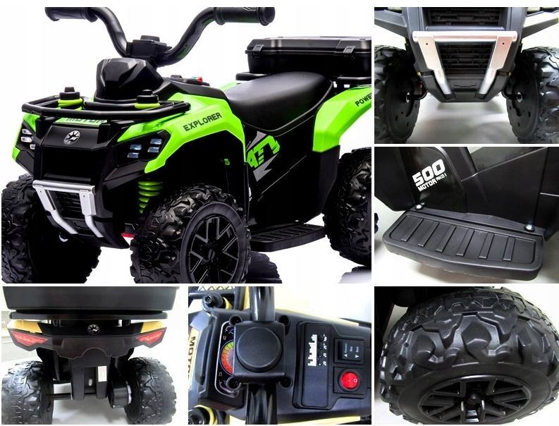 Quad dla dzieci na akumulator muzyka światło Akumulator litowo-jonowy zielony