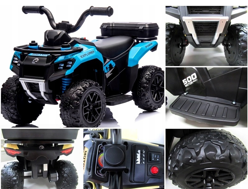 Quad na akumulator dla dzieci muzyka światło Akumulator litowo-jonowy niebieski 