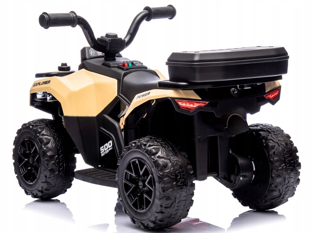 Quad dla dzieci na akumulator muzyka światło Akumulator litowo-jonowy khaki brązowo beżowy