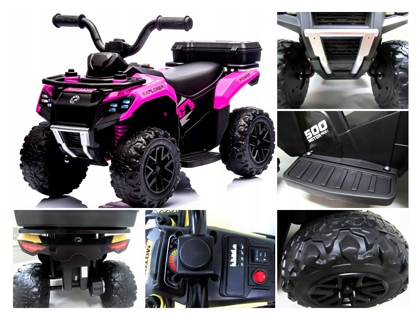 Quad elektryczny dla dzieci na akumulator muzyka światło Akumulator litowo-jonowy różowy